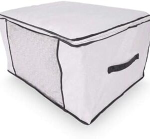 Organizador Para Roupas de Cama Mesa e Banho G Vizapi Exclusive 60x45x30cm Branco Cinza