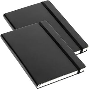 Kit 2 Caderneta Para Anotações Capa Dura Emborrachada Pautada com Elastico A5 80 Folhas, Bloco de notas Pautadas, PREMIUM