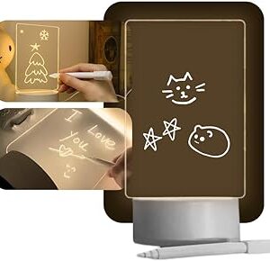 Luminária LED 3D com Tela para Escrever – Quadro de Mensagens Criativo para Mesa – Presente Personalizável com Caneta Apagável – Decoração Interativa para Casa e Escritório