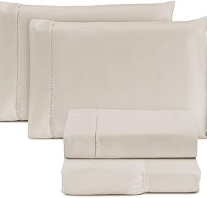 Jogo de Cama Casal Padrão Percal 400 Fios Ponto Palito 04 Peças, Antiácaro, Não faz bolinha Toque Extra Macio – Palha