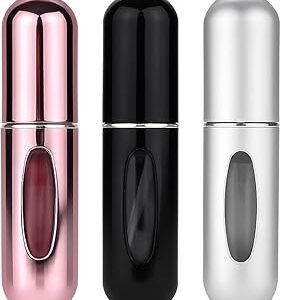 Kit 3 Unidades Mini Frasco Portátil de Perfume Recarregável com Borrifador Spray Leve na Bolsa Estojo de Maquiagem Super Prático para Viagens 5ml