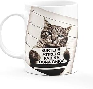 Caneca Personalizada com frase e Gatinho toda branca