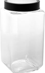 LYOR Pote de Vidro Com Tampa de Metal e Acrílico Gran Gastro Preta 1,7L - Organização - Decoração - Utensílios de Cozinha - Enxoval - Armazenamento - Utilidades Domésticas