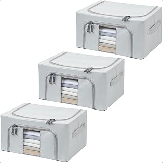 Kit 3 Caixa Organizadora Multiuso Dobrável Roupas Edredom Toalhas Lençol Acessórios 24Lts