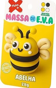 Kit Criativo Massa de EVA Abelha 28g – Modelagem Educativa Infantil com Cores Amarelo, Preto e Branco, Material Educativo para Artesanato + Guia Passo a Passo