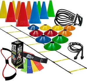 Escada + Corda + 10 Pratos + 10 Cones + Kit Com 11 Elásticos Mb Fit