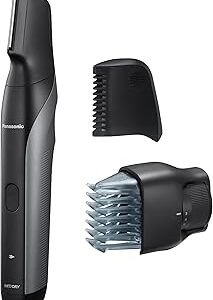 Aparador de pelos corporais para homens Panasonic V-Razor, aparador elétrico de uso seco/molhado, sem fio, com 2 acessórios, barbear multidirecional em áreas sensíveis - ER-GK80-S (Preto)