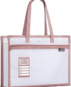 Mala Para Documentos - Pasta Grande Com Alça - Mala Leve Em Malha Roxa, Adequada Para Transportar Livros E Documentos (Rosa)