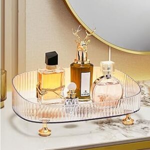 Organizador de perfume de maquiagem, bandeja de banheiro para cômoda, bandeja organizadora de bancada para cosméticos, transparente