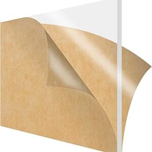 Folha de acrílico SimbaLux acrílico transparente, painel quadrado de 30,48 x 30,48 cm de espessura, 13 mm, placa de plástico transparente de vidro plexi com papel protetor para placas, projetos de exibição faça você mesmo, artesanato, fácil de cortar