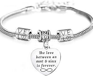 Pulseiras inspiradoras para tia, pulseiras motivacionais, presentes personalizados para mulheres, Medium, Aço inoxidável,