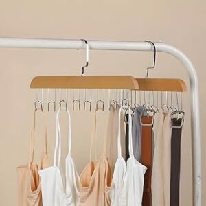 Kit com 2 Cabides de Madeira Premium Organizador Multiuso com 8 Ganchos para Cintos Gravatas Acessórios Roupas Intimas e Muito Mais PREMIUM