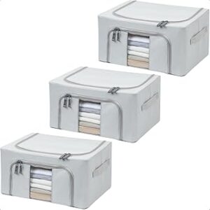 Kit 3 Caixa Organizadora Multiuso Dobrável Roupas Edredom Toalhas Lençol Acessórios 24Lts