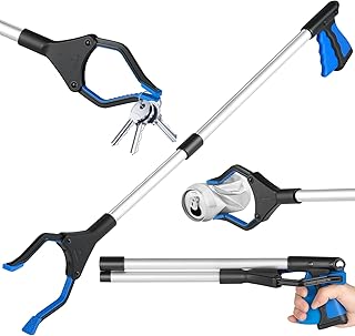 80 cm Pegador de Objetos Garra Mão Mecânica, Garra de Alcance Dobrável para Pegar, Ferramenta de Coleta com Mandíbula Giratória de 360°, Ferramenta de Alcance Pegador de Objetos a Distancia