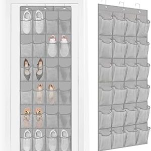 Sapateira de Porta, Sapateira de Porta, Sapateira Organizadora Pendurável com 24 Divisórias, Porta Sapato, Porta Sapatos, 31 * 20 * 2cm, 200g, Grey