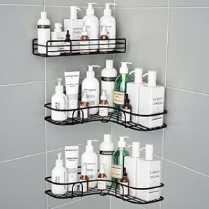 Kit 3 Suportes Porta Shampoo Organizador Prateleira Canto Banheiro Para Sabonete Nicho Para Box Com Adesivo Sem Furar a Parede Premium