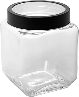 LYOR - Pote de Vidro Com Tampa de Metal e Acrílico Gran Gastro Preta 1,2L - Organização - Decoração - Utensílios de Cozinha - Enxoval - Armazenamento - Utilidades Domésticas