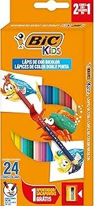 BIC, Lápis de Cor Bicolor + 1 Apontador, 12 Unidades