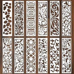 Generic 12 peças de estênceis para pintura, padrão de borda, textura de folha, modelos de mídia mista, reutilizáveis, suprimentos de ferramentas de desenho para artesanato em tecido de lona de madeira